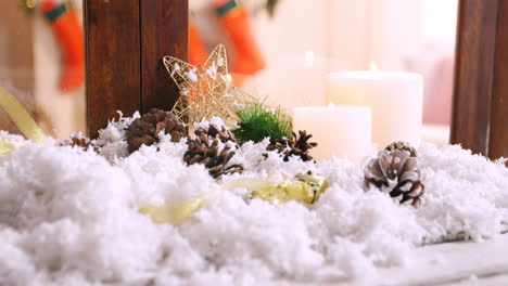 Christmas-decorations-on-fake-snow