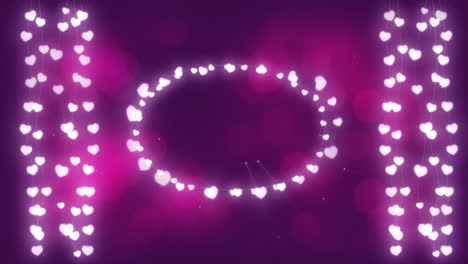 Glowing-oval-and-strings-of-fairy-lights-on-pink-background