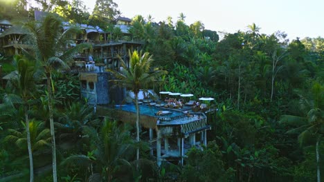 A-drone-view-capturing-a-jungle-fringed-bar-with-a-stunning-pool-perched-at-its-edge
