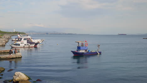 Small-fishing-boat-on-the-calm-Sea-of-Marmara-Yenkapi-district-Istanbul