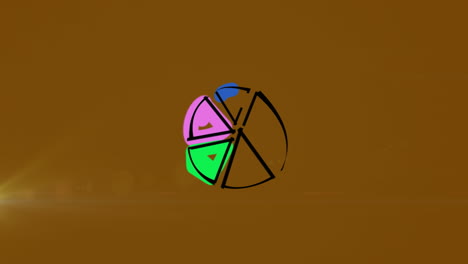 Animation-Von-Kreisdiagrammstatistiken-Mit-Punkten-Auf-Orangefarbenem-Hintergrund