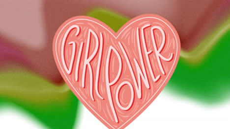 Animation-Von-Girl-Power-In-Rosa-Herzen-Auf-Buntem-Hintergrund