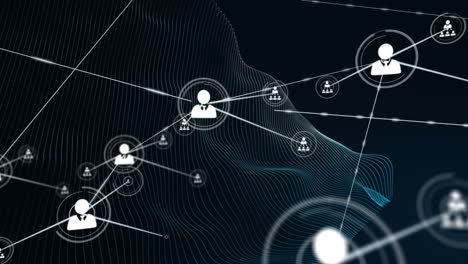 Animation-of-network-of-connections-of-email-icons-on-black-background