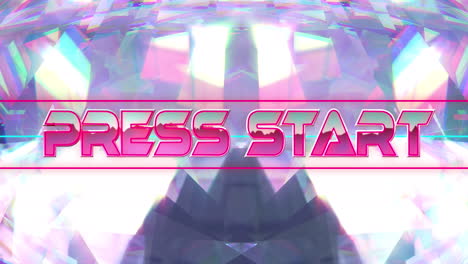 Animation-of-press-start-text-over-glowing-crystal