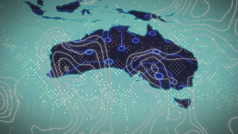 Animation-Eines-Integrierten-Schaltkreises-über-Weltkarte-Und-Isohypsen