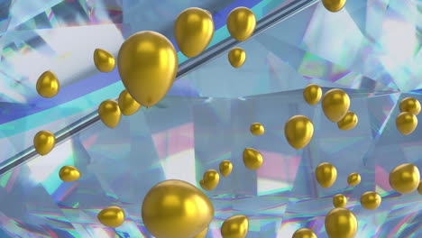 Animation-of-gold-baloons-over-glowing-crystals