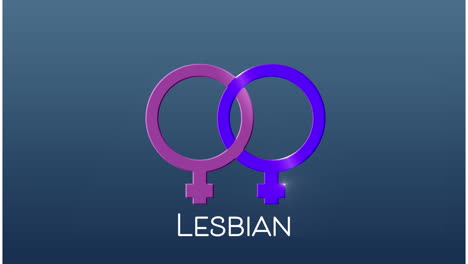 Animation-of-moving-blue-and-pink-lesbian-symbol-on-blue-background