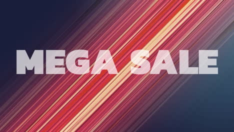 Animation-of-mega-sale-over-glowing-moving-stripes