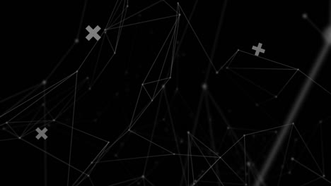 Animation-of-constellations-and-digital-shapes-on-black-background
