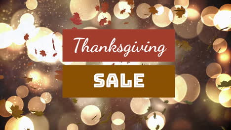 Thanksgiving-sale-text-banner-against-maple-leaves-floating-and-spots-of-light