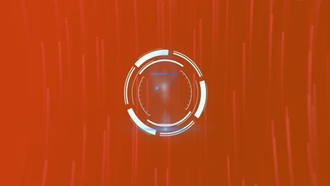 Animation-of-scope-scanning-and-shapes-over-red-background