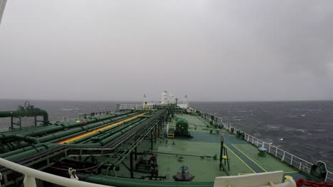 Time-lapse-oil-tanker-transit-crossing-Strait-of-Magellan-Punta-arenas-sunny-rain