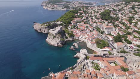 Dubrovnik's-West-Harbour:-Aerial-of-coastal-old-town-and-Adriatic-Sea