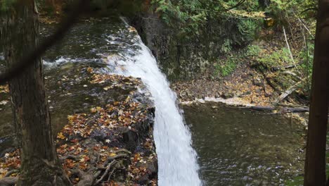 Blick-Auf-Das-Wasser,-Das-über-Den-Klippenrand-Eines-Kleinen-Milton-Wasserfalls-Fließt