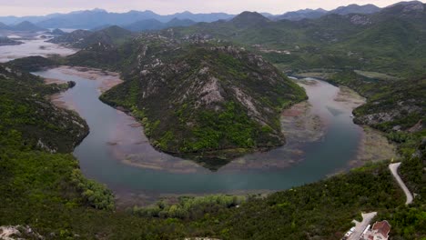 Great-Views-of-Crnojevica-river-of-skadar-valley-into-scutari-lake-national-park,-Montenegro