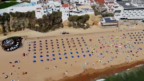 Drone-shot-of-the-beach-in-Algarve