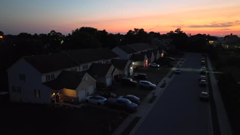 Townhomes-during-beautiful-sunset-at-dusk