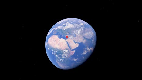 Gaza-Point-on-Map,-Google-Earth-Animation-Graphics-4K