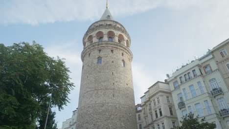 Low-angle-view-of-historical-Galata-Tower-Istanbul-Genoese-architecture