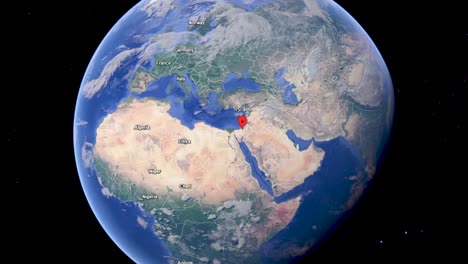 Punto-De-Israel-En-El-Mapa,-Medios-Gráficos-De-Animación-De-La-Aplicación-Google-Earth-4k