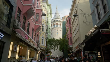 Busy-street-scene-to-historical-Galata-Tower-Genoese-architecture