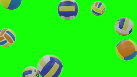Volleyball-Balls-Falling-On-A-Screen-With-Alpha-Channel