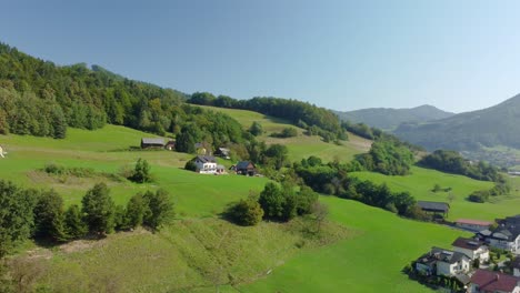 Aerial-view-of-landscape-and-rural-settlement-in-springtime