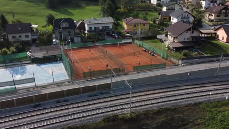Top-shot-of-Goran-Dragic-basketball-court-in-Laško,-Slovenia