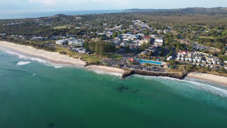 Malerische-Aussicht-über-Die-Byron-Bay-In-New-South-Wales,-Australien-–-Luftaufnahme