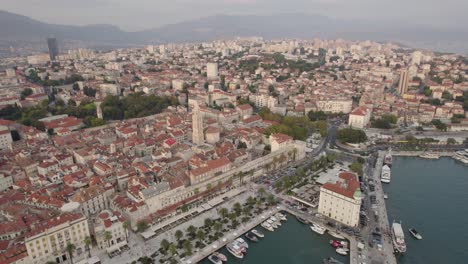Aerial-croatia:-Split-promenade,-Cathedral-of-St