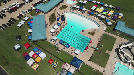 Aerial-Topdown-View-Of-The-City-of-Siloam-Springs-Family-Aquatic-Center-In-Arkansas,-United-States