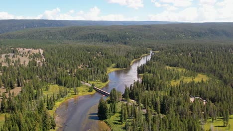 Beautiful-drone-Aerial-of-the-Big-springs-river-in-Island-Park-Idaho-near-Yellowstone-National-park
