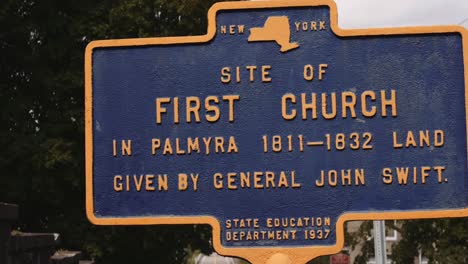Landmark-sign-of-the-first-church-near-Downtown-Palmyra-New-York