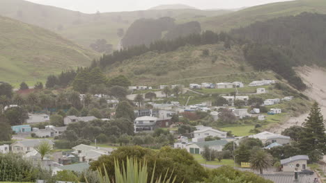 Rural-village-in-New-Zealand's-farmland-at-Castle-Point,-Wairarapa