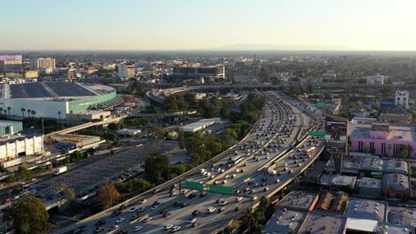 This-is-an-aerial-shot-over-the-freeways-in-downtown-LA
