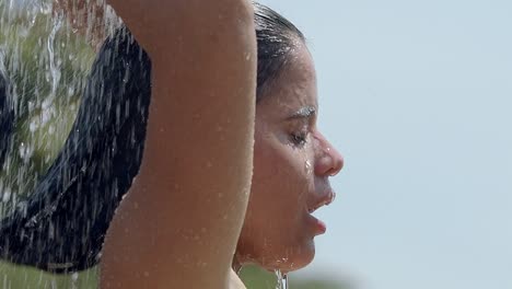 Beautiful-woman-showering-captured-in-slow-motion