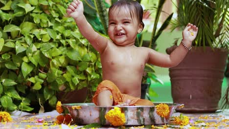 cute-toddler-baby-boy-bathing-in-decorated-bathtub-at-outdoor-from-unique-perspective