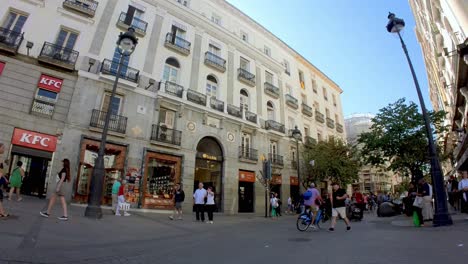 Madrid,-Spain:-Experience-the-grandeur-of-Madrid's-bustling-avenues-with-our-extraordinary-shot,-capturing-the-essence-of-Gran-Via-and-other-lively-streets