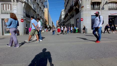 Madrid,-Spain:-Get-ready-for-an-enchanting-journey-down-Gran-Via,-Madrid's-grandest-avenue,-thanks-to-our-expertly-shot-gimbal-footage