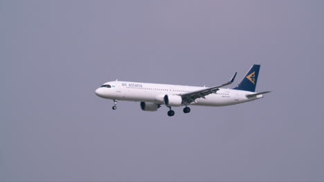 Air-Astana-prepares-for-Landing-at-Suvarnabhumi-Airport,-Thailand