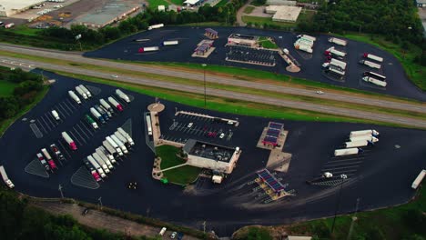 orbiting-aerial-of-Service-Plaza-in-Elkhart-Indiana-USA