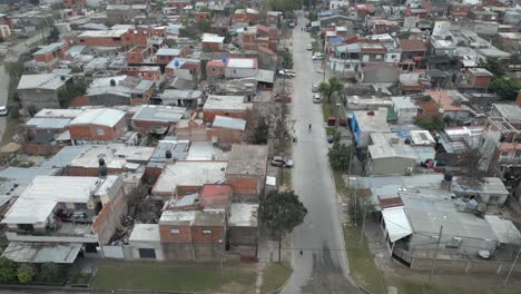 Luftaufnahme-Der-überfüllten-Slums-Von-Villa-Fiorito,-Buenos-Aires,-Argentinien
