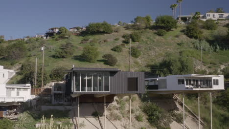 4K-drone-shot-of-black-stilt-house-off-Beverly-Glen-Boulevard-in-Sherman-Oaks-California