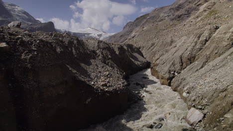 Alpengletscherseeströme-Vom-Pasterze-Gletscher-Am-Fuße-Des-Großglockners-Im-Nationalpark-Hohe-Tauern,-Österreich,-Luftaufnahme