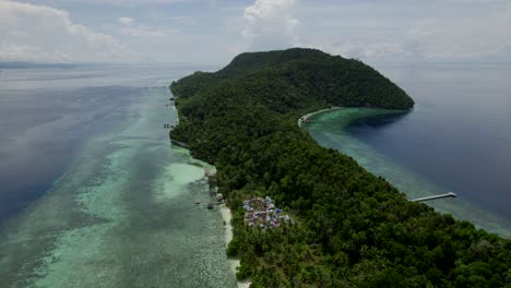 Raja-Ampat-aerial-of-the-beach-and-reef-on-a-hot-sunny-day