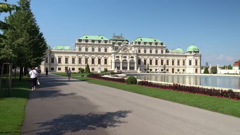 People-Walking-Around-Upper-Belvedere-Palace-on-a-Sunny-Day