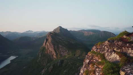Rocky-Mountain-Range-In-Strytinden,-Norway---panning-shot