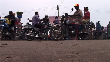 Large-group-of-motorcycle-e-taxis-in-in-Lagos,-Nigeria
