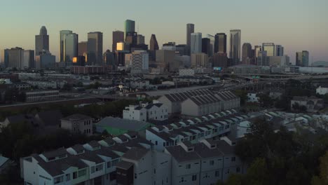 Aerial-shot-of-downtown-Houston-from-Emancipation-Park-in-Third-Ward