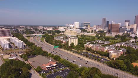 Drone-shot-of-Interstate-75-in-Atlanta-Georgia